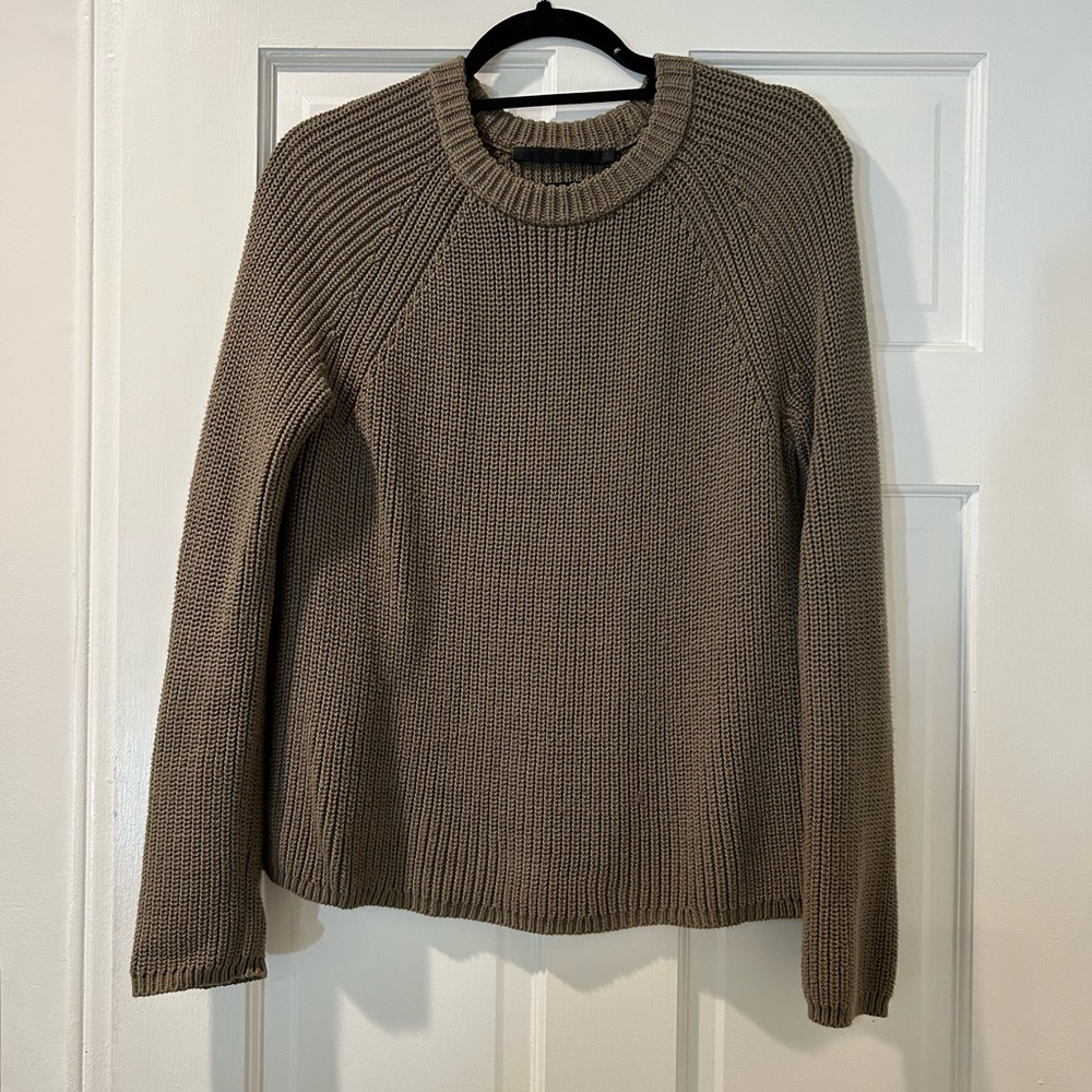 Jenni Kayne Cotton Fisherman Sweater - Khaki Green XS